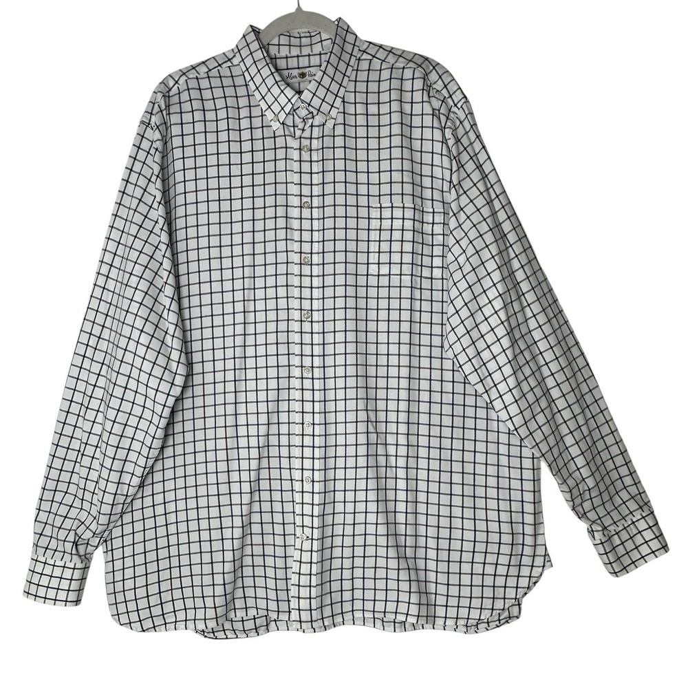 New Alan Paine Men's Button Down Dress‎ Shirt 2X Long Sleeve Plaid Preppy Office